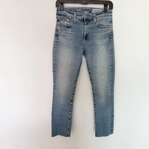 AG ED Denim Mari Crop High Rise Straight Distressed Frayed Hem Jeans Size 26R